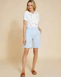 Discount Dunnes Stores Paul Costelloe Living Studio Blue 100% Linen Shorts