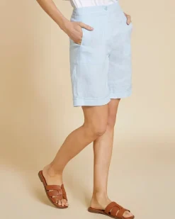 Discount Dunnes Stores Paul Costelloe Living Studio Blue 100% Linen Shorts