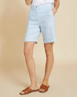 Discount Dunnes Stores Paul Costelloe Living Studio Blue 100% Linen Shorts