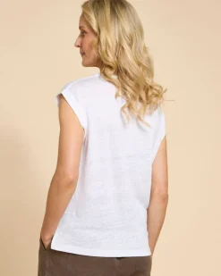 Discount Dunnes Stores Paul Costelloe Living Studio White Linen Cap Sleeve Top