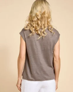 Outlet Dunnes Stores Paul Costelloe Living Studio Khaki Linen Cap Sleeve