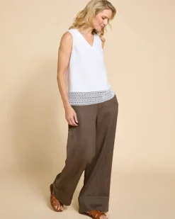 Outlet Dunnes Stores Paul Costelloe Living Studio White Trim Hem Linen Vest