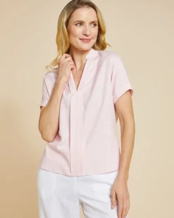 New Dunnes Stores Paul Costelloe Living Studio Pink V-Neck Pleat Front Top