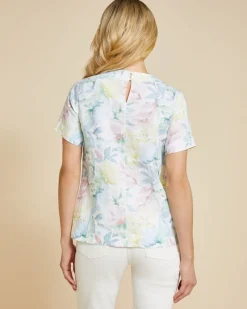 Online Dunnes Stores Paul Costelloe Living Studio Floral Print Round Neck 100% Linen Top