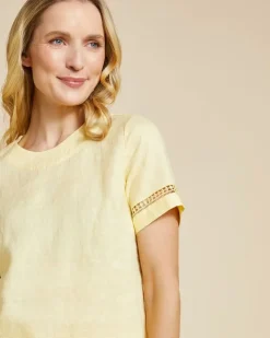 Fashion Dunnes Stores Paul Costelloe Living Studio Lemon Sleeve Detail Shell 100% Linen Top