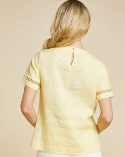 Fashion Dunnes Stores Paul Costelloe Living Studio Lemon Sleeve Detail Shell 100% Linen Top