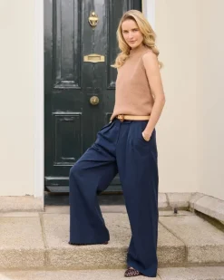 New Dunnes Stores Paul Costelloe Living Studio Navy Lyocell Trousers