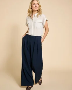 New Dunnes Stores Paul Costelloe Living Studio Navy Lyocell Trousers