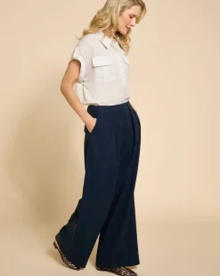 New Dunnes Stores Paul Costelloe Living Studio Navy Lyocell Trousers