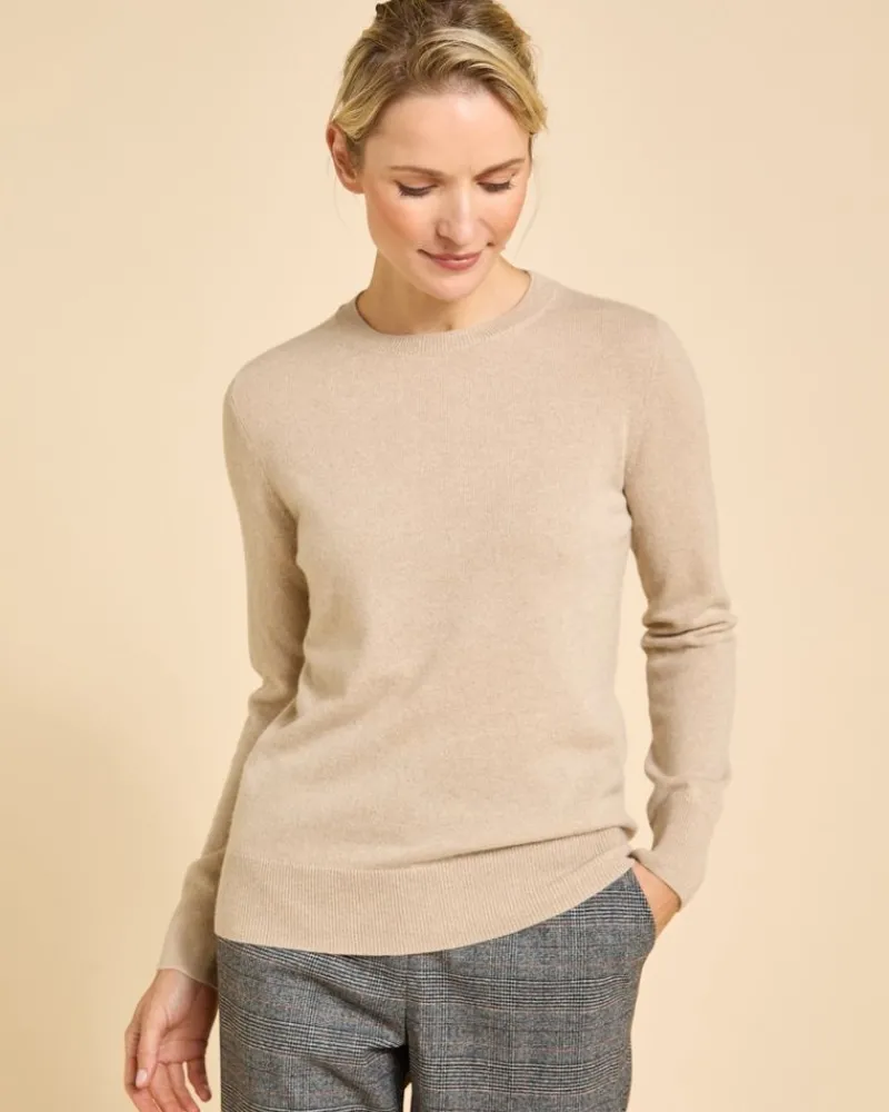 Online Dunnes Stores Paul Costelloe Living Studio Tan 100% Cashmere Crew Neck Jumper