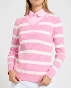 Best Dunnes Stores Pádraig Harrington Golf Pink Cable Knit Jumper
