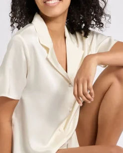 Clearance Dunnes Stores Pearl Satin Revere Short Pyjama Set