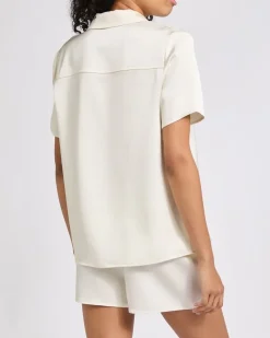 Clearance Dunnes Stores Pearl Satin Revere Short Pyjama Set
