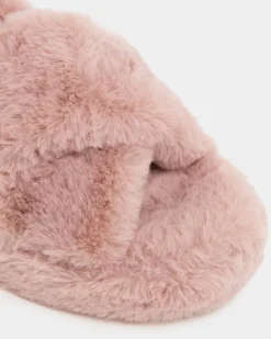 Online Dunnes Stores Plush Fur Crossover Sliders