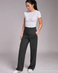 Online Dunnes Stores Powercut All-Day-Wear Wide Leg Trousers Asphalt Grey
