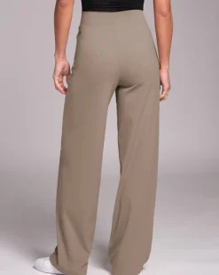 New Dunnes Stores Powercut All-Day-Wear Wide Leg Trousers Sandy Taupe
