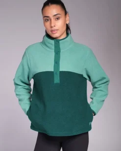 Outlet Dunnes Stores Powercut Ascend Half Snap Dusty Turquoise Fleece