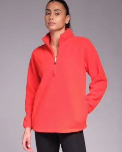 Clearance Dunnes Stores Powercut Ascend Quarter Zip Bright Red Fleece