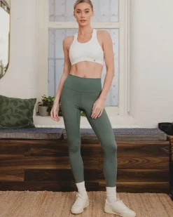New Dunnes Stores Powercut On The Go Embossed Leggings In Sage Green