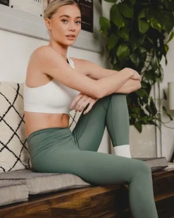 New Dunnes Stores Powercut On The Go Embossed Leggings In Sage Green