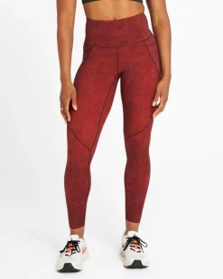 Outlet Dunnes Stores Powercut Sculpt High-Waisted Leggings In Dark Burgundy Wave Print