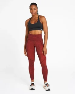 Outlet Dunnes Stores Powercut Sculpt High-Waisted Leggings In Dark Burgundy Wave Print