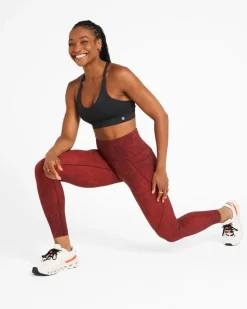 Outlet Dunnes Stores Powercut Sculpt High-Waisted Leggings In Dark Burgundy Wave Print