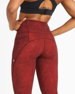 Outlet Dunnes Stores Powercut Sculpt High-Waisted Leggings In Dark Burgundy Wave Print