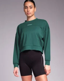 Best Dunnes Stores Powercut Studio Cropped Sweatshirt Jungle Green