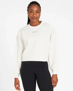 Fashion Dunnes Stores Powercut Studio Cropped Sweatshirt In Marshmallow