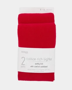 Outlet Dunnes Stores Premium Cotton-Rich Tights - Pack Of 2