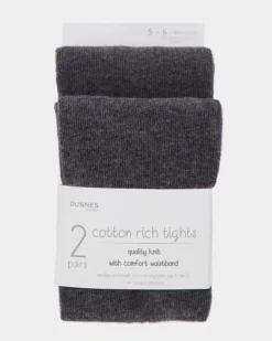 Outlet Dunnes Stores Premium Cotton-Rich Tights - Pack Of 2 (3-14 Years)