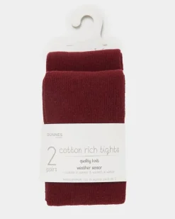 Outlet Dunnes Stores Premium Cotton-Rich Tights - Pack Of 2 (3-14 Years)