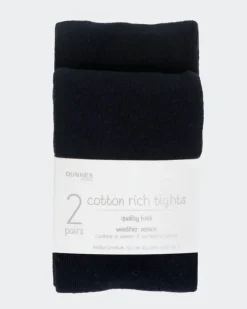 Clearance Dunnes Stores Premium Cotton-Rich Tights - Pack Of 2 - (3-14 Years)
