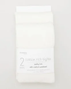 Outlet Dunnes Stores Premium Cotton-Rich Tights - Pack Of 2 (0 months-14 Years)