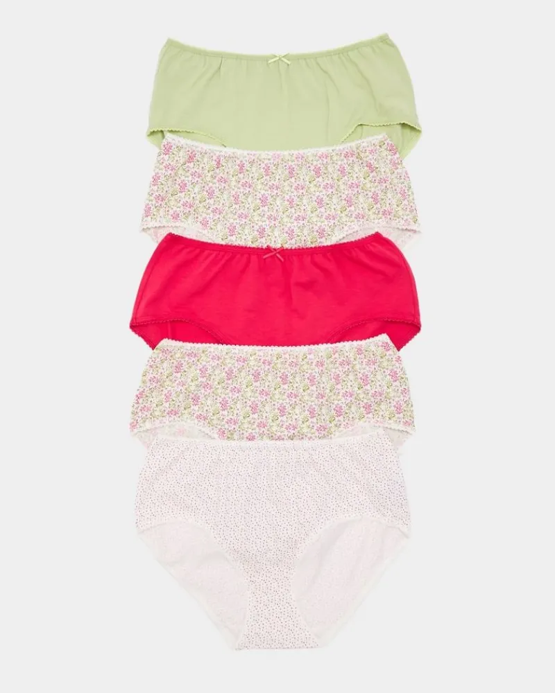 Sale Dunnes Stores Print Cotton Rich Midi Briefs - Pack of 5