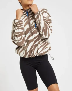 Outlet Dunnes Stores Printed 1/2 Zip Funnel Neck Fleece