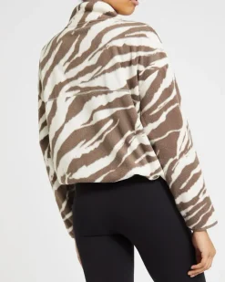 Outlet Dunnes Stores Printed 1/2 Zip Funnel Neck Fleece