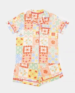 Online Dunnes Stores Printed Revere Short-Sleeved Pyjamas (3-14 Years)