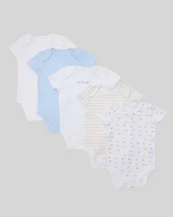 Outlet Dunnes Stores Pure Cotton Bodysuits - Pack Of 5 (Newborn-23 Months)