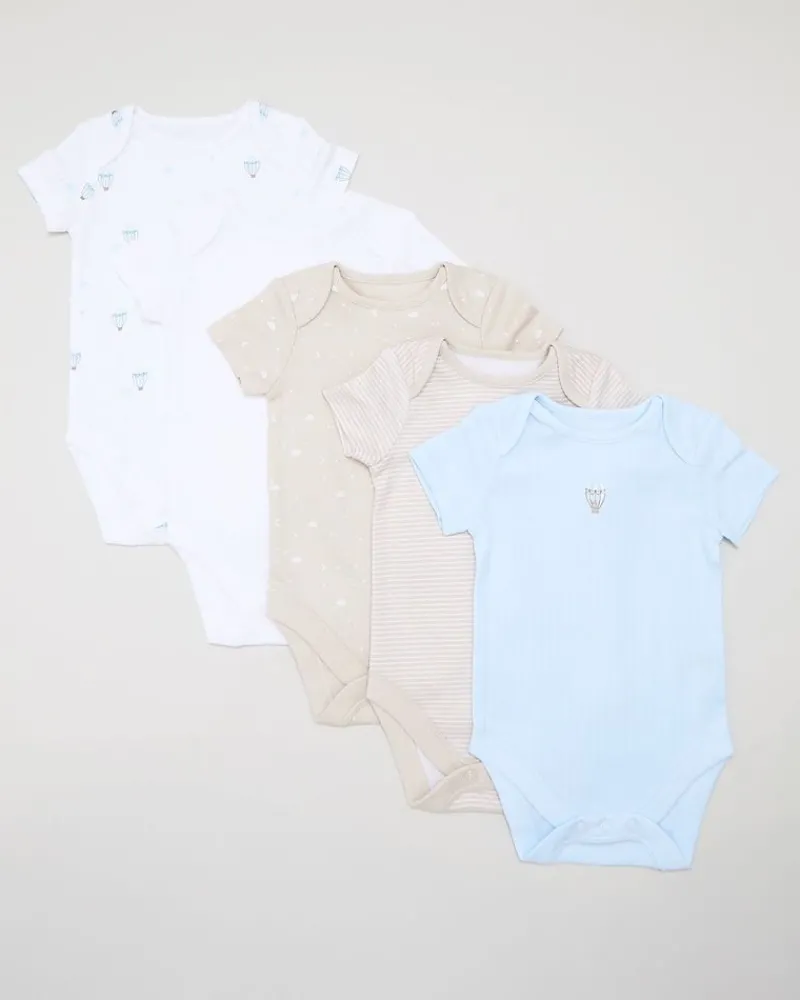 Outlet Dunnes Stores Pure Cotton Bodysuits - Pack Of 5 (Newborn-23 Months)