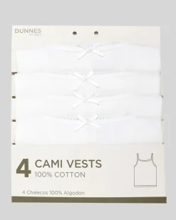 Sale Dunnes Stores Pure Cotton Cami Vest - Pack Of 4 (2-10 Years)
