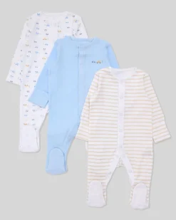 Online Dunnes Stores Pure Cotton Sleepsuits - Pack Of 3 (Newborn-23 Months)