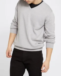 Fashion Dunnes Stores Regular Fit Cotton V-Neck Jumper