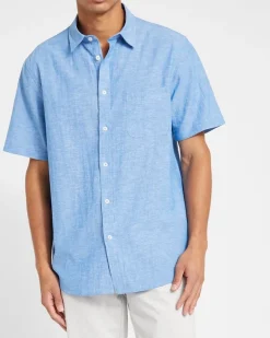 Fashion Dunnes Stores Regular Fit Linen Blend Short Sleeve Shirt