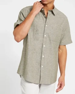 Discount Dunnes Stores Regular Fit Linen Blend Short Sleeve Shirt