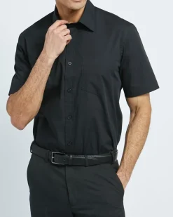 New Dunnes Stores Regular Fit Short-Sleeved Cotton Rich Shirt