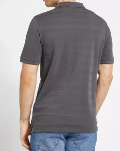 Online Dunnes Stores Regular Fit Zip Jacquard Stripe Polo