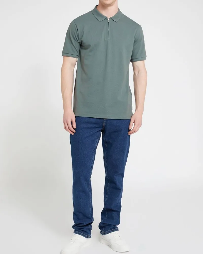 Fashion Dunnes Stores Regular Fit Zip Popcorn Polo