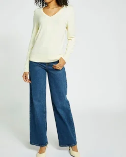 Fashion Dunnes Stores Rib Trim Knit V-Neck Jumper